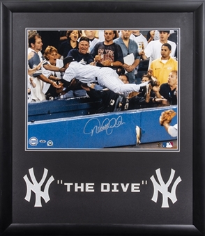 Derek Jeter Signed 16x20 "The Dive" Photo In 27x31 Framed Display (MLB Authenticated & Steiner)
